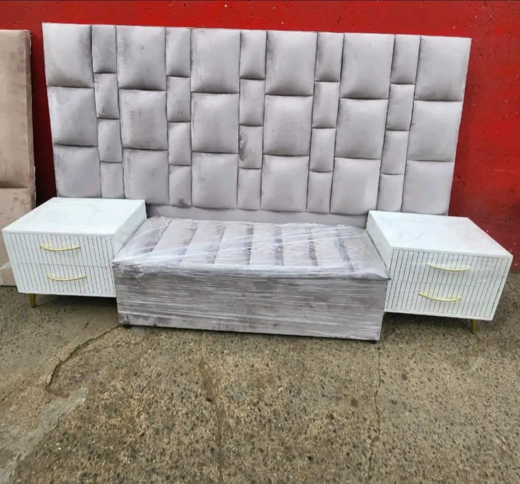 Extra length headboard , 2 pedestals and a blanket box