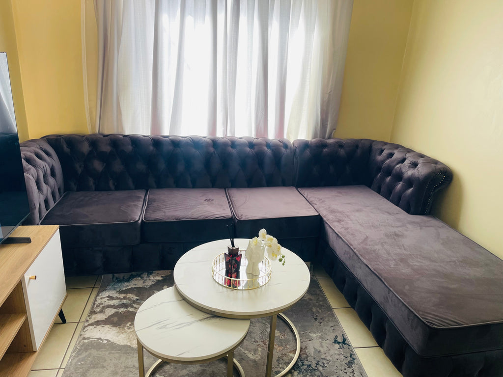 3 seater L shape chesterfield couch