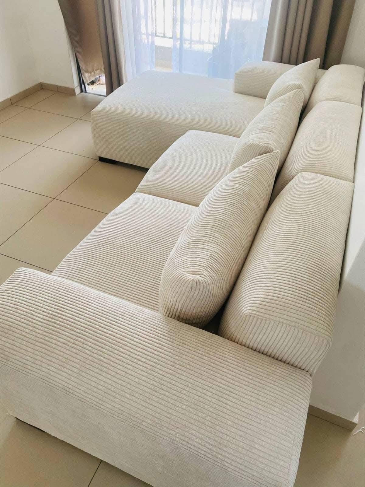 2 seater L shape corduroy couch