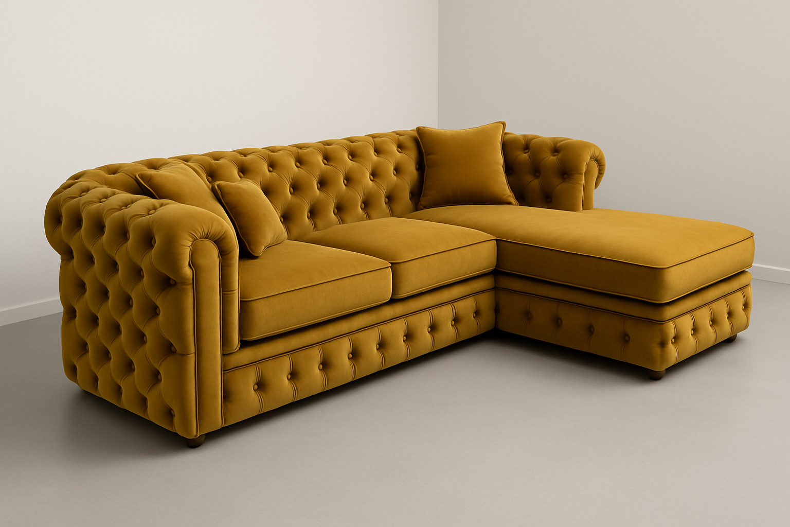 Cleaned mustard yellow tufted sectional matching original design