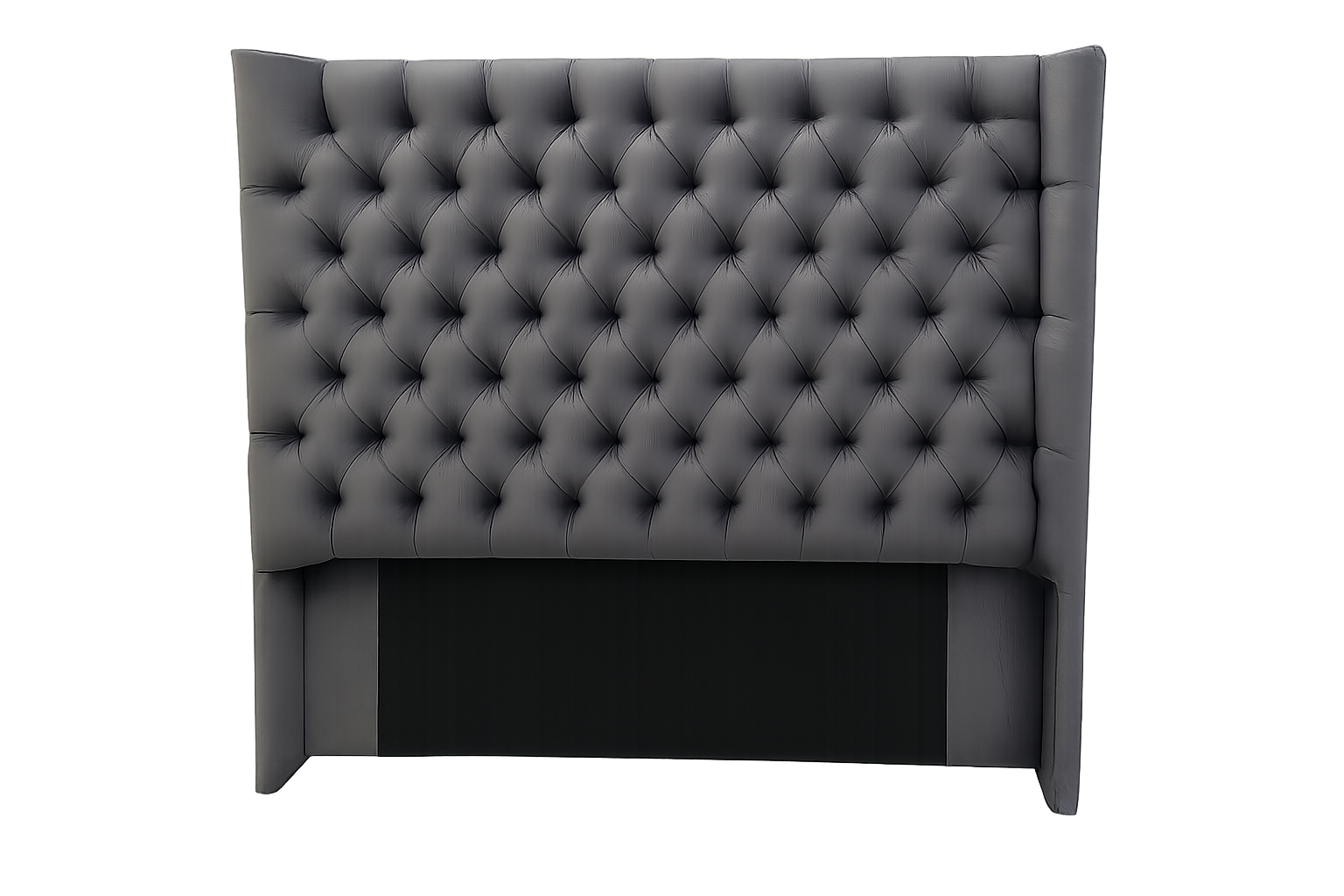 Gray tufted headboard with transparent background
