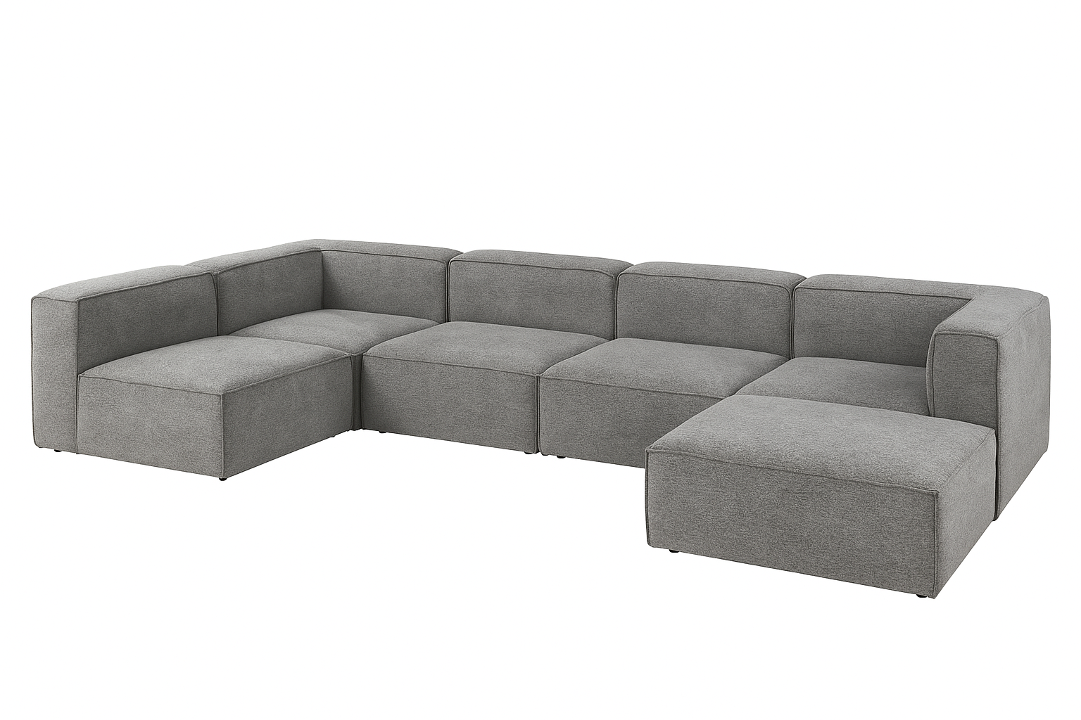 Grey U-shaped sectional sofa, background removed